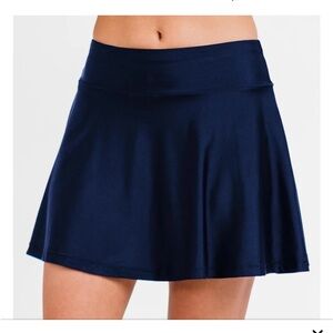 NWT Calypsa Flowy Swim Skort With Shorts~Medium~NAVY BLUE